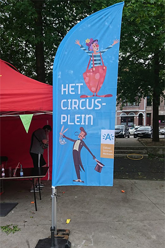 Vlag voor het circusplein van stad Antwerpen