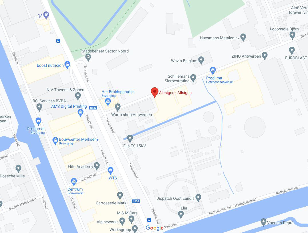 Dit is een afbeelding waar All Signs gelegen is op Google Maps.