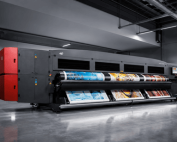 5 meter brede Vutek grootformaat roll-to-roll printer voor banners, doekprints en grootformaat visuele communicatie.