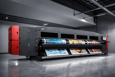 5 meter brede Vutek grootformaat roll-to-roll printer voor banners, doekprints en grootformaat visuele communicatie.